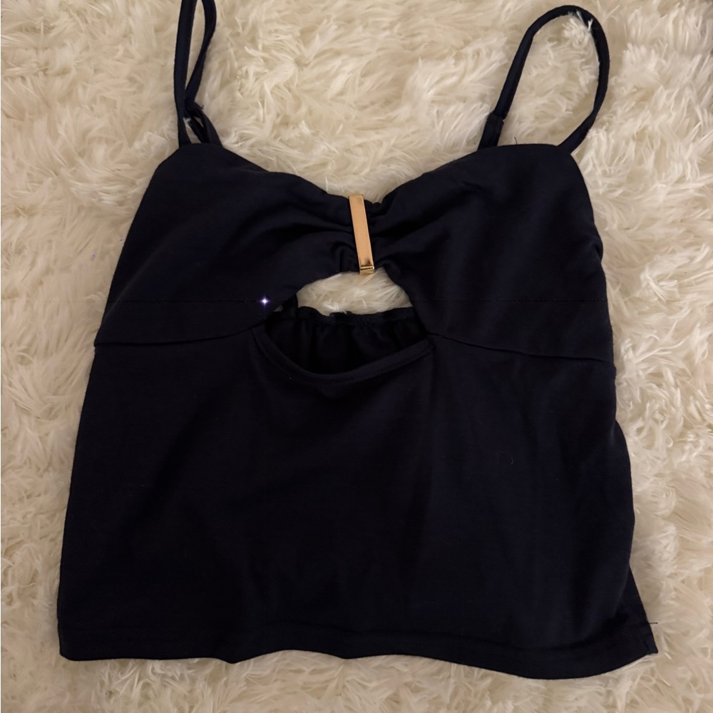 Navy blue Cutout Crop Top